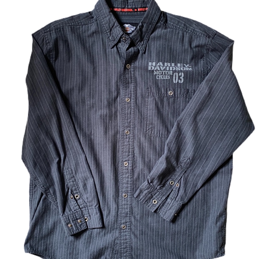 Harley Davidson Gray Striped Long Sleeve